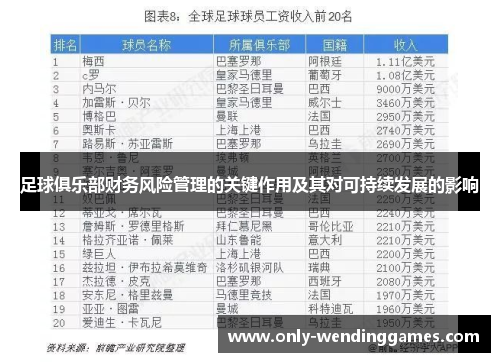 足球俱乐部财务风险管理的关键作用及其对可持续发展的影响